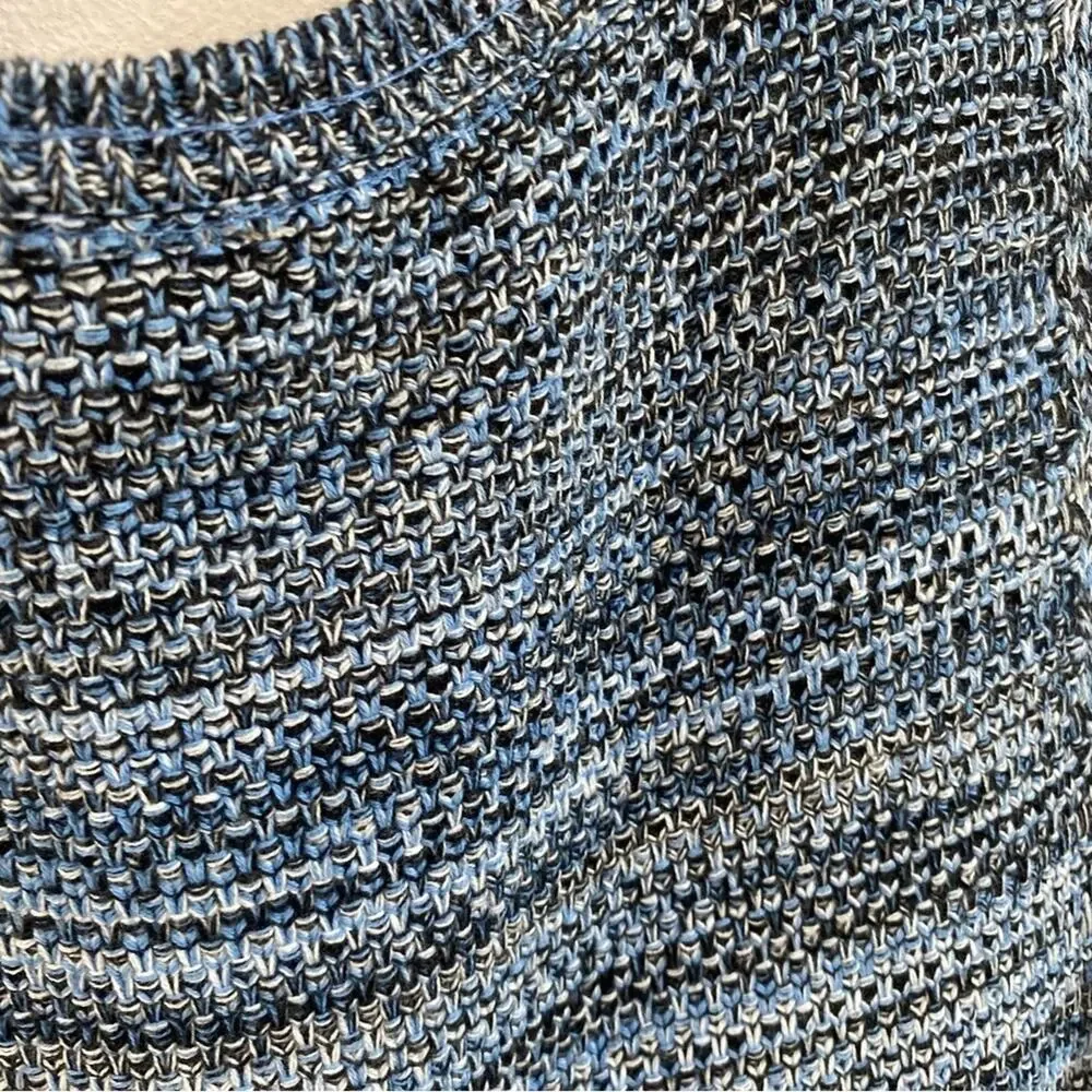 Anthro Holding Horses Fringe Sweater Dress Blue‎ Sleeveless Knit Size M